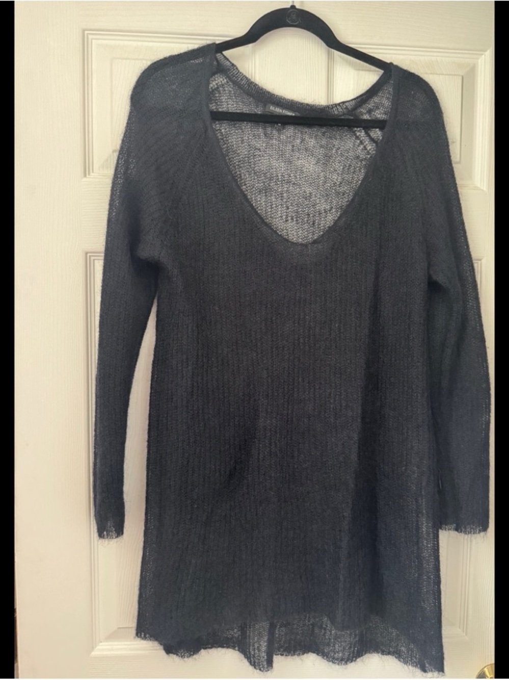 Eileen Fisher Charcoal Gray Lightweight V-Neck Sweater